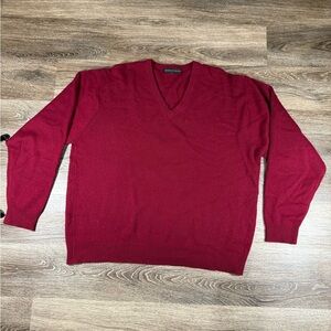 Geoffrey Beene Sweater Men's L Red V-Neck Long Sleeve‎ Lightweight Preppy Cozy